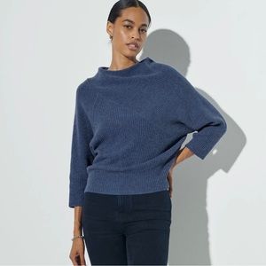 The Reset Fab Funnel Sweater in Denim Blue, Size Large